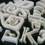 3D letters made of XPS foam cut with a CNC cutter