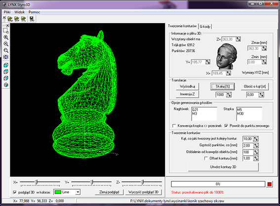 Projekt obiektu 3D w programie Styro3D przygotowany do cięcia przy pomocy maszyny CNC