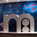 Store window, polystyrene decoration from elements cut with LYNX TERMCUT plotter